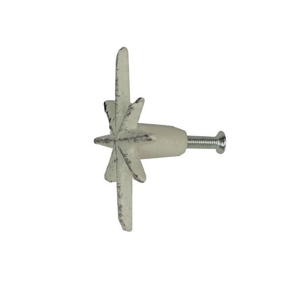 Set of 6 Antique White Finish Mid Century Modern Starburst Drawer Pulls Knobs - Picture 3 of 9